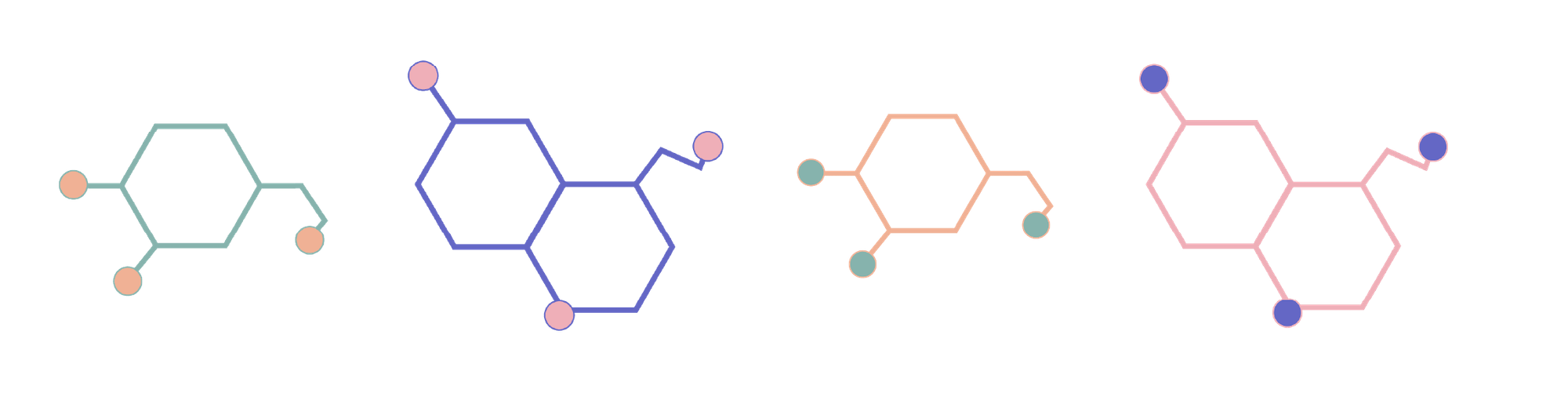 Illustrationen von Glückshormonen